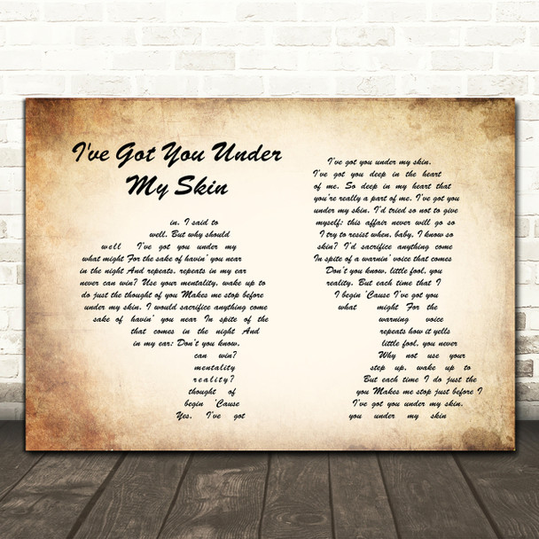 Frank Sinatra I've Got You Under My Skin Man Lady Couple Song Lyric Print