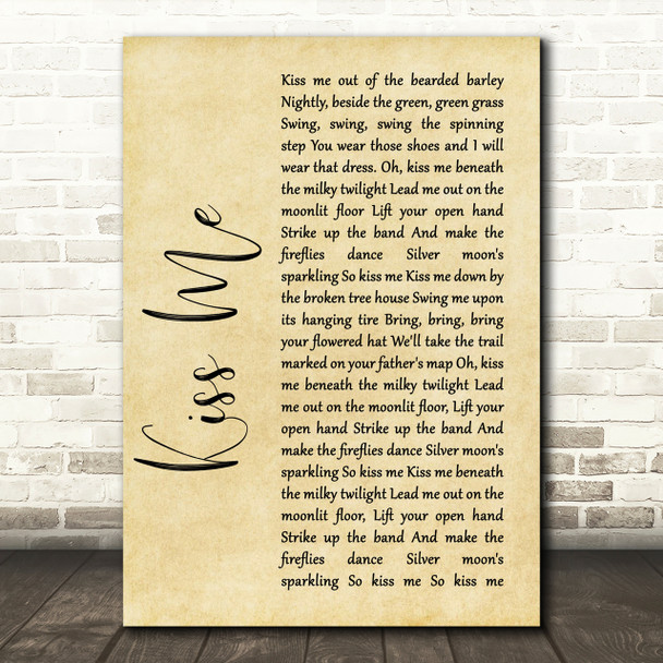 Sixpence None The Richer Kiss Me Rustic Script Song Lyric Print