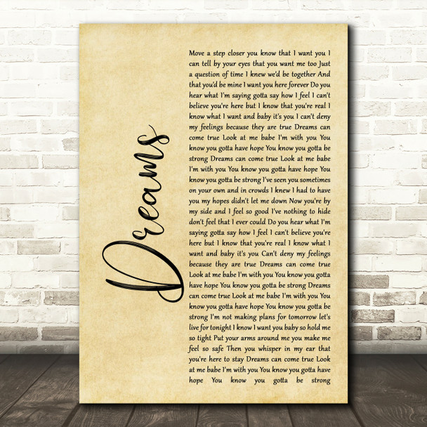 Gabrielle Dreams Rustic Script Song Lyric Print