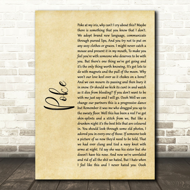 Frightened Rabbit Poke Rustic Script Song Lyric Print