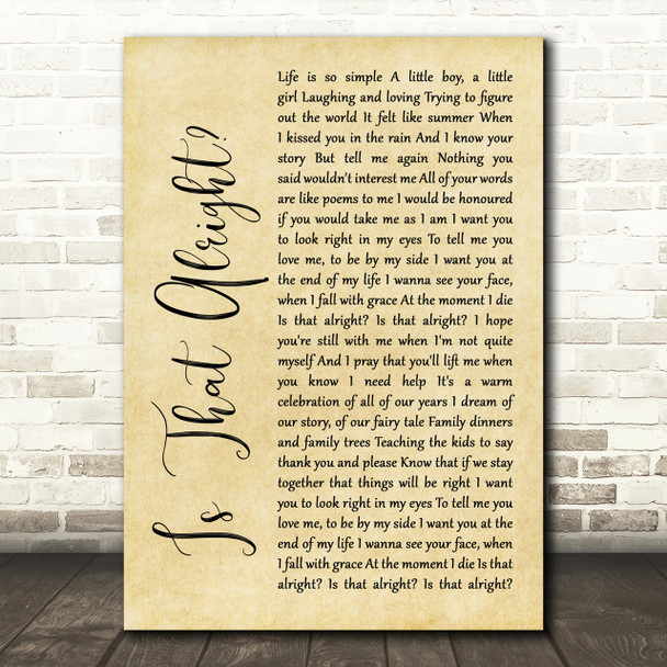 Lady Gaga A Star Born Soundtrack That Alright Rustic Script Song Lyric Print