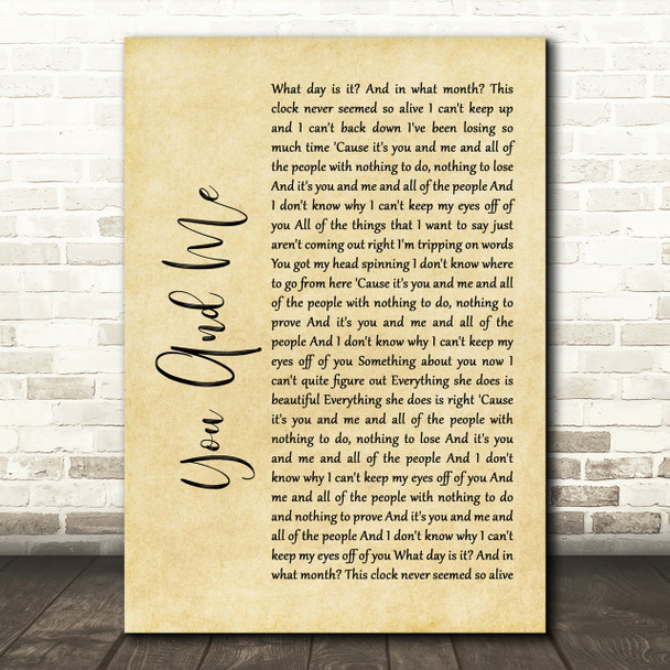 Lifehouse You And Me Rustic Script Song Lyric Print
