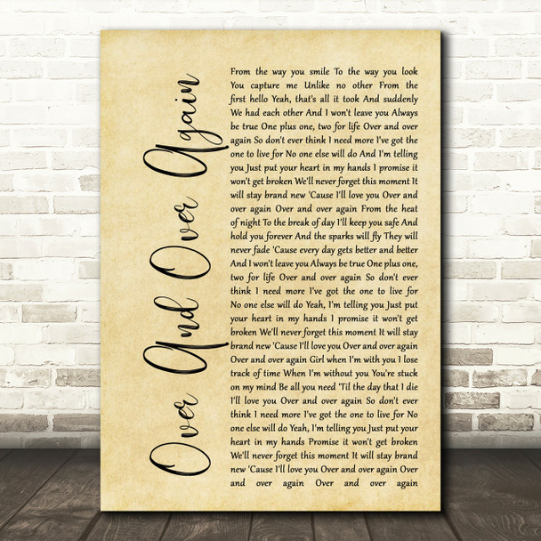 Nathan Sykes Over And Over Again Rustic Script Song Lyric Print