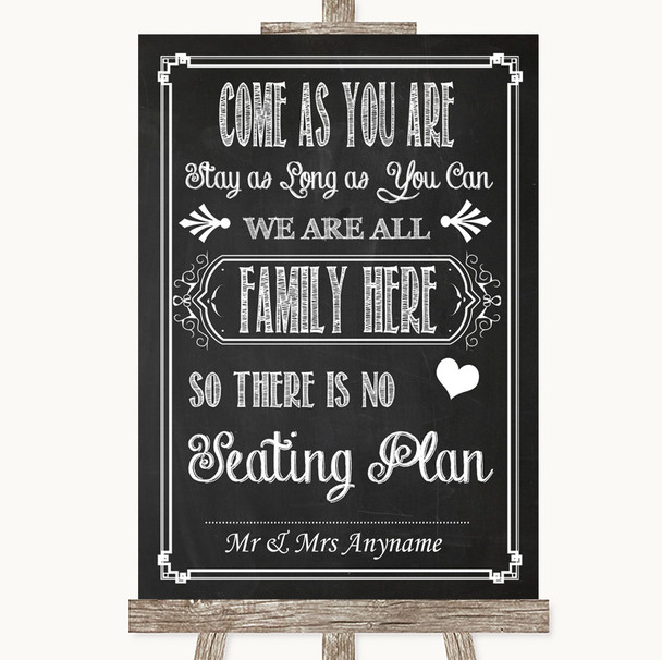 Chalk Sketch All Family No Seating Plan Personalized Wedding Sign