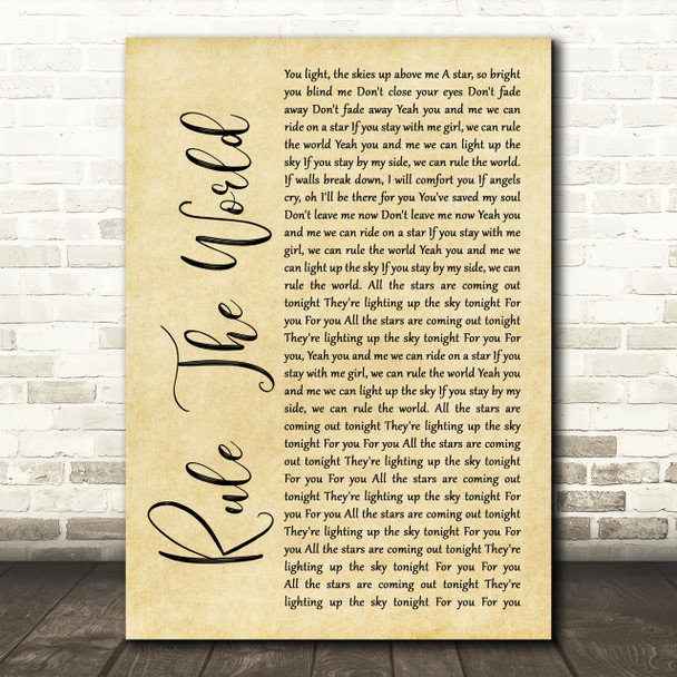 Take That Rule The World Rustic Script Song Lyric Print