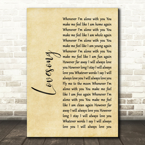 The Cure Lovesong Rustic Script Song Lyric Print