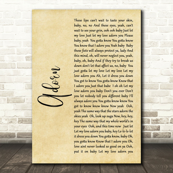 Miguel Adorn Rustic Script Song Lyric Print