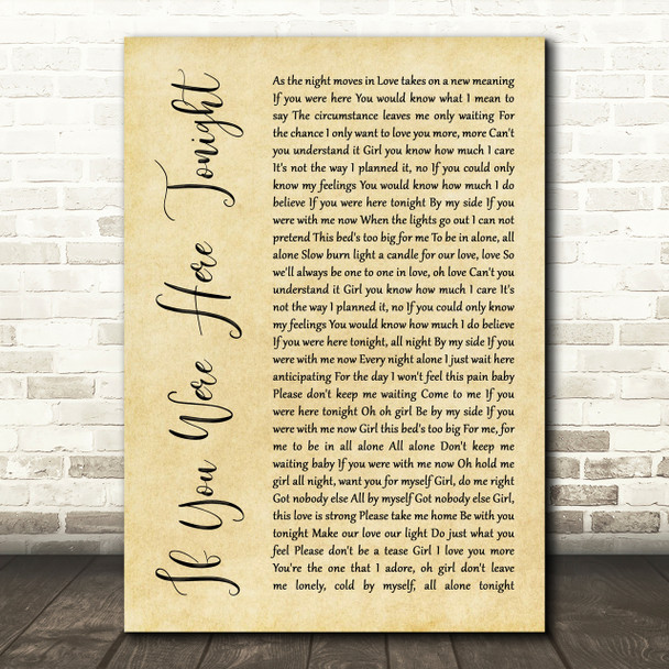 Alexander O'Neal If You Were Here Tonight Rustic Script Song Lyric Print