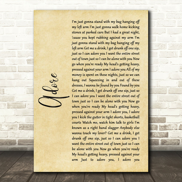 Amy Shark Adore Rustic Script Song Lyric Print