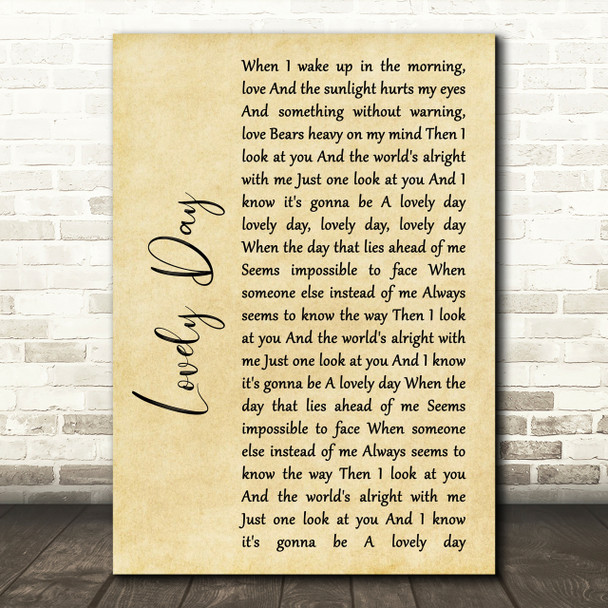 Bill Withers Lovely Day Rustic Script Song Lyric Print