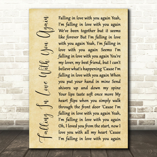 Imelda May Falling In Love With You Again Rustic Script Song Lyric Print