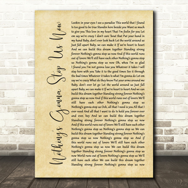 Jefferson Starship Nothing's Gonna Stop Us Now Rustic Script Song Lyric Print