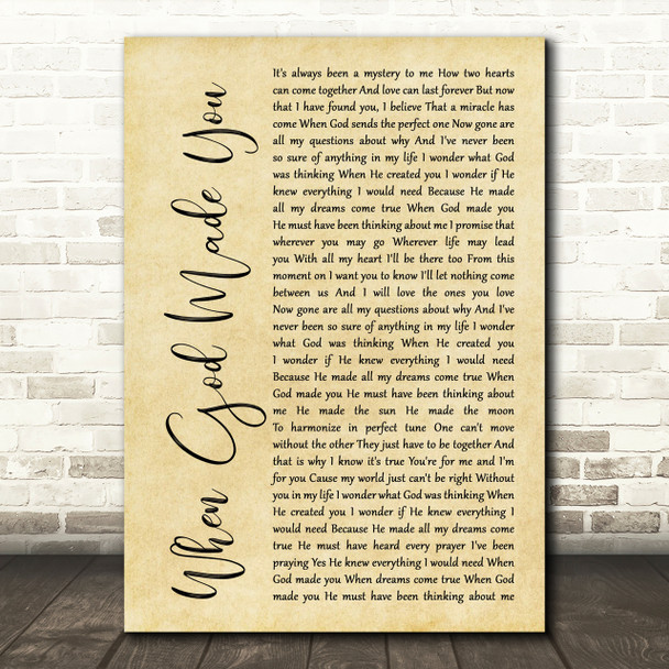 Newsong When God Made You Rustic Script Song Lyric Print