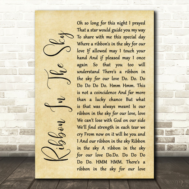 Stevie Wonder Ribbon In The Sky Rustic Script Song Lyric Print