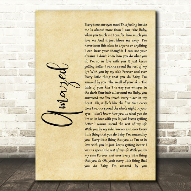 Lonestar Amazed Rustic Script Song Lyric Print