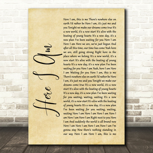 Bryan Adams Here I Am Rustic Script Song Lyric Print