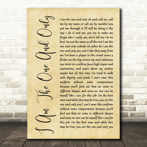 Chesney Hawkes I Am The One And Only Rustic Script Song Lyric Print