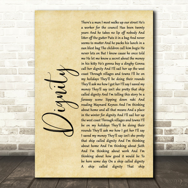 Deacon Blue Dignity Rustic Script Song Lyric Print