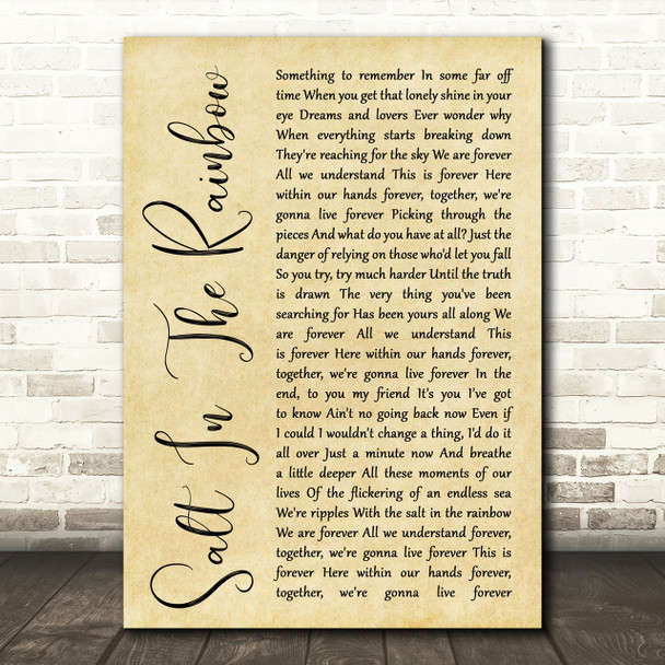 Duran Duran Salt In The Rainbow Rustic Script Song Lyric Print