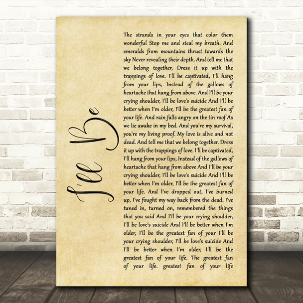 Edwin McCain I'll Be Rustic Script Song Lyric Print