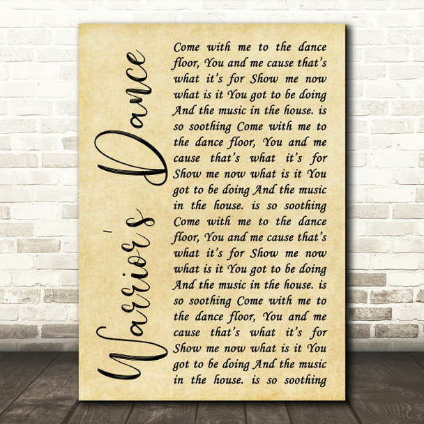 The Prodigy Warrior's Dance Rustic Script Song Lyric Print