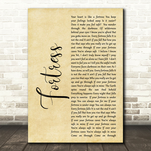 Queens of the Stone Age Fortress Rustic Script Song Lyric Print