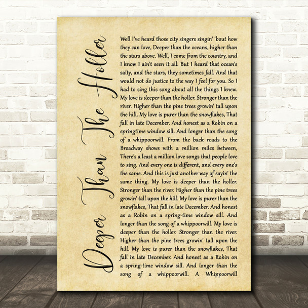 Randy Travis Deeper Than The Holler Rustic Script Song Lyric Print