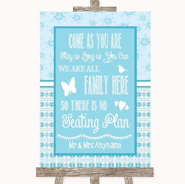Winter Blue All Family No Seating Plan Personalized Wedding Sign