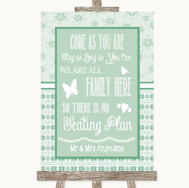 Winter Green All Family No Seating Plan Personalized Wedding Sign
