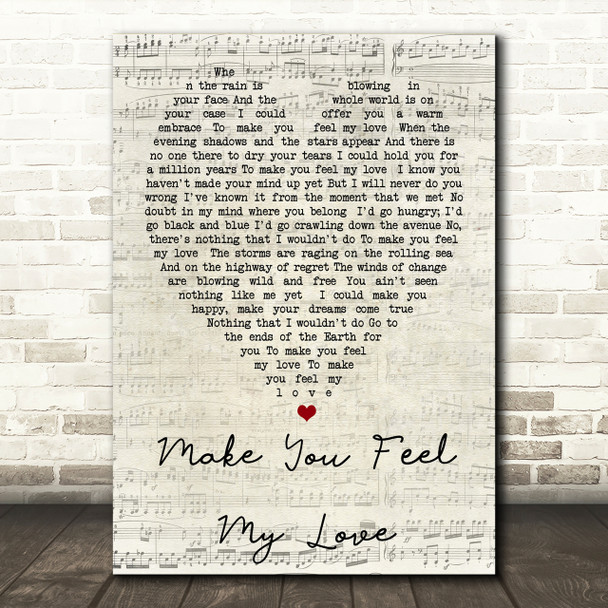 Make You Feel My Love Adele Script Heart Song Lyric Print