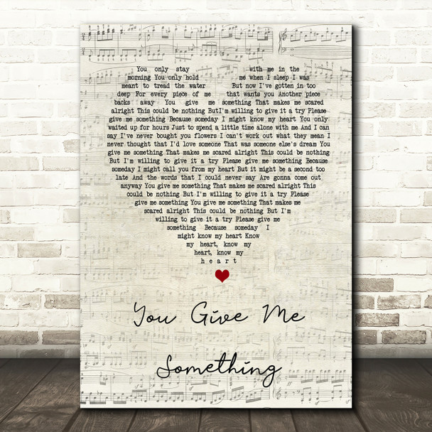 James Morrison You Give Me Something Script Heart Song Lyric Print