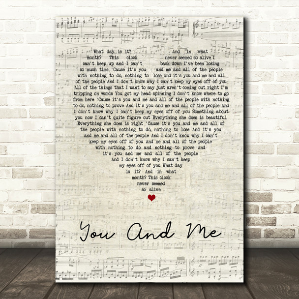 Lifehouse You And Me Script Heart Song Lyric Print