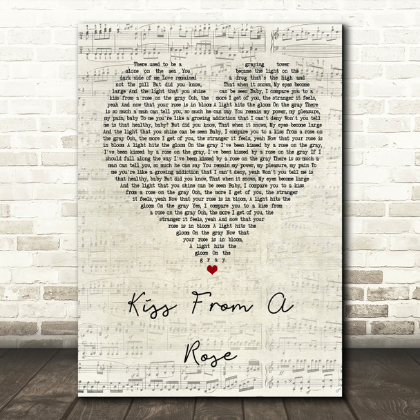 Seal Kiss From A Rose Script Heart Song Lyric Print