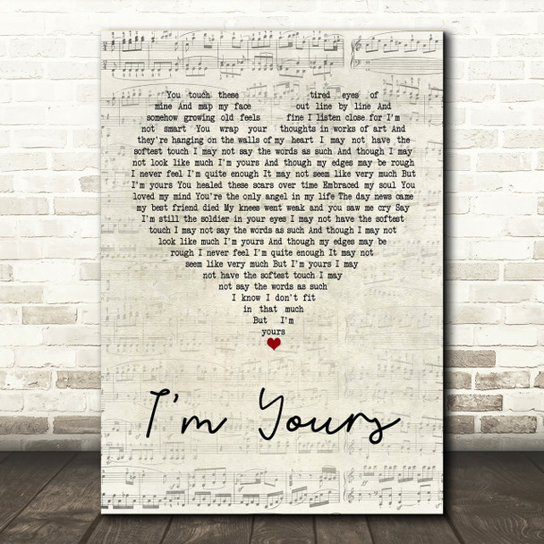The Script I'm Yours Script Heart Song Lyric Print