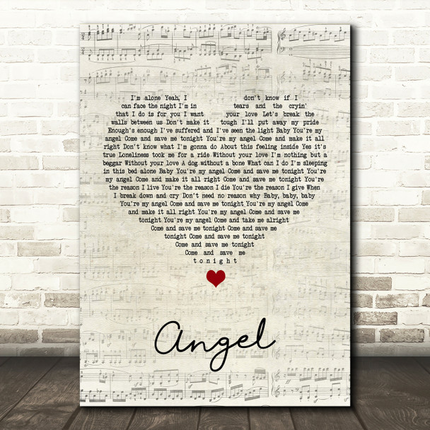 Aerosmith Angel Script Heart Song Lyric Print