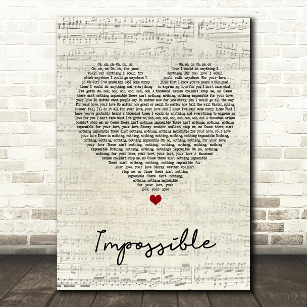 Daniel Merriweather Impossible Script Heart Song Lyric Print