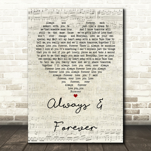 Heatwave Always And Forever Script Heart Song Lyric Print