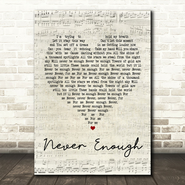 Loren Allred Never Enough Script Heart Song Lyric Print