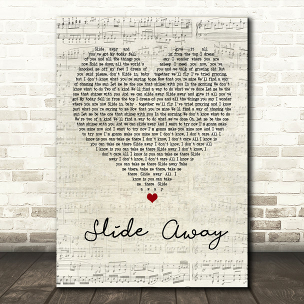 Noel Gallagher Slide Away Script Heart Song Lyric Print