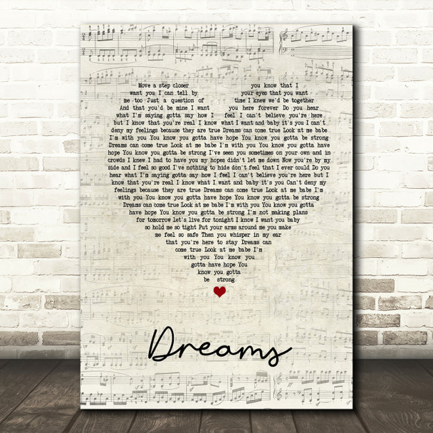 Gabrielle Dreams Script Heart Song Lyric Print