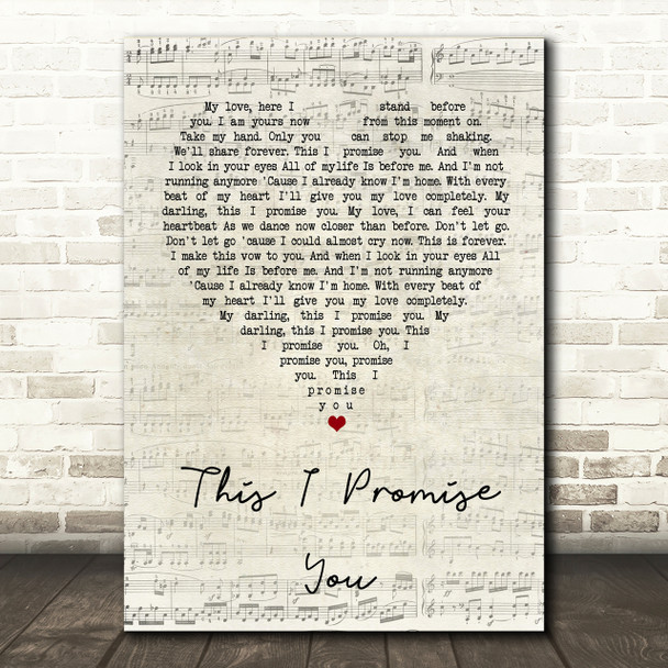 Ronan Keating This I Promise You Script Heart Song Lyric Print