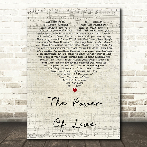 Celine Dione The Power Of Love Script Heart Song Lyric Print