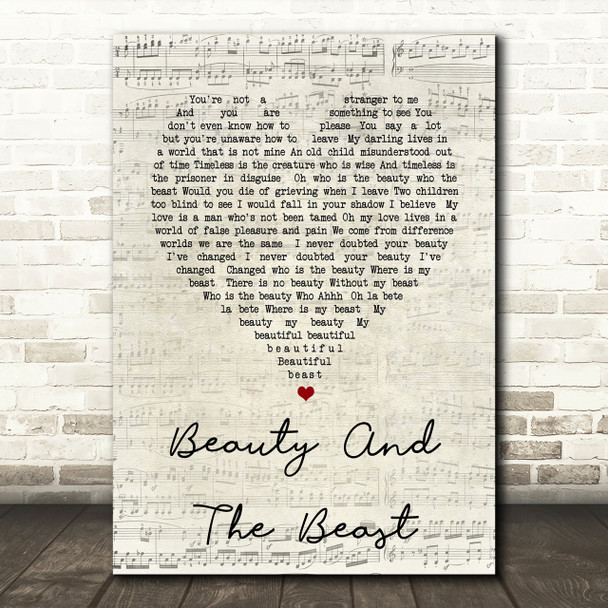 Stevie Nicks Beauty And The Beast Script Heart Song Lyric Print