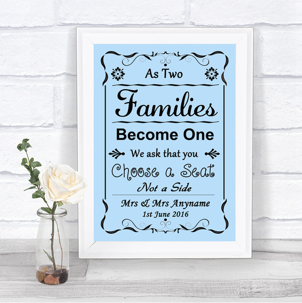Blue As Families Become One Seating Plan Personalized Wedding Sign