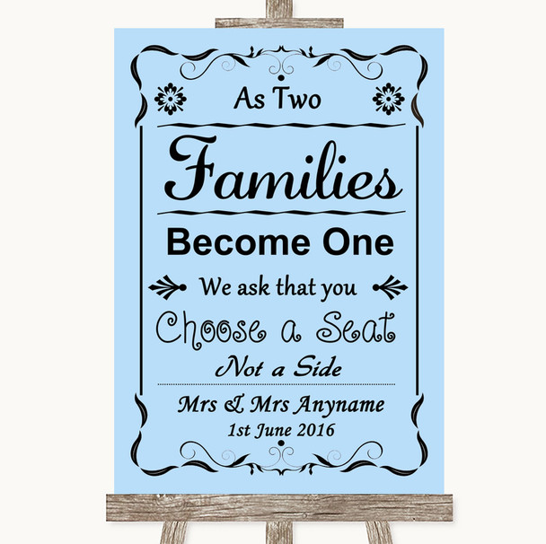 Blue As Families Become One Seating Plan Personalized Wedding Sign