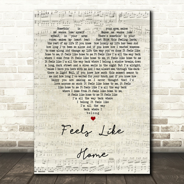 Chantal Kreviazuk Feels Like Home Script Heart Song Lyric Print