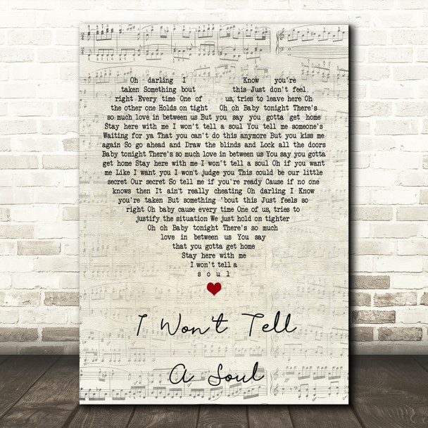 Charlie Puth I Won't Tell A Soul Script Heart Song Lyric Print