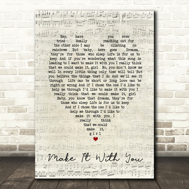Make It With You Bread Script Heart Song Lyric Print