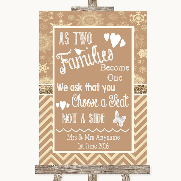 Brown Winter As Families Become One Seating Plan Personalized Wedding Sign