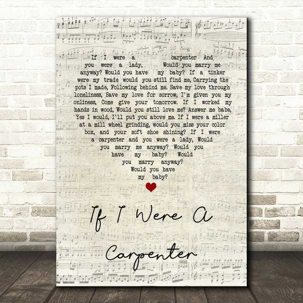 Johnny Cash If I Were A Carpenter Script Heart Song Lyric Print